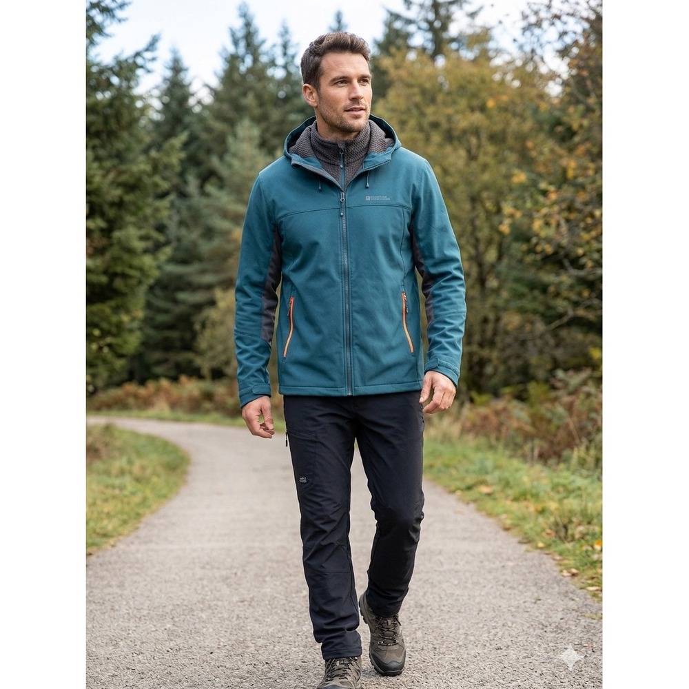 Mountain Warehouse Gorpcore Adventure Mens Teal Softshell Jacket Waffle sz L